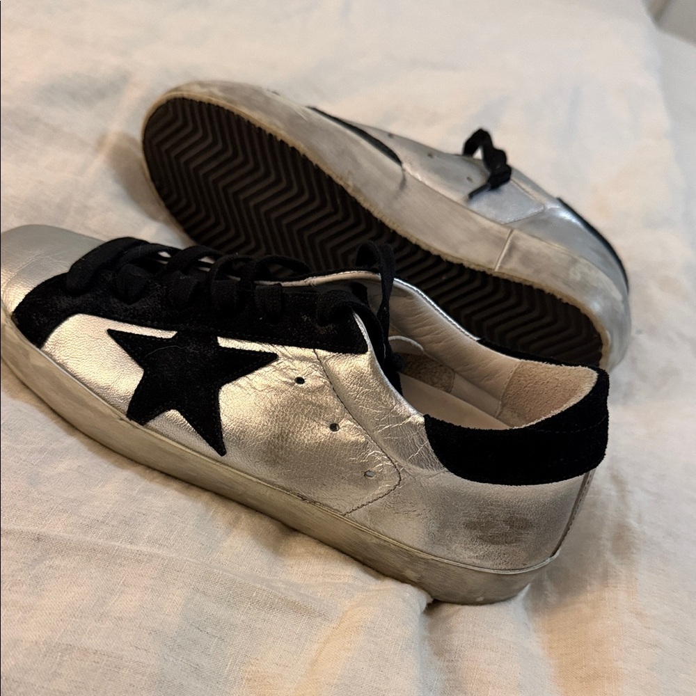 Golden Goose Silver and Black Kids Sneakers